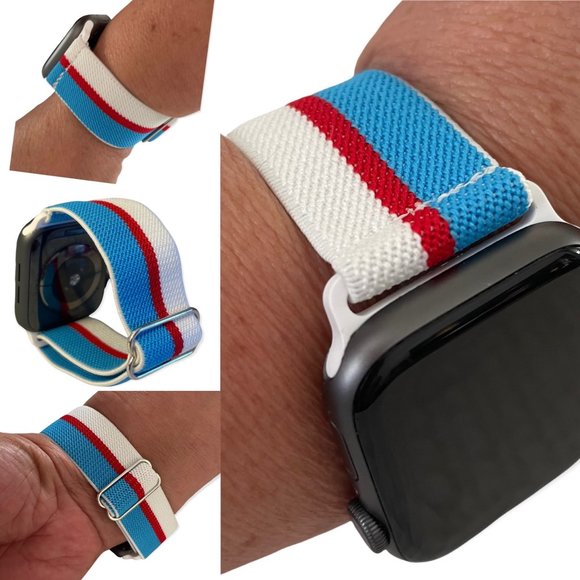IWATCH BAND ELASTIC ADJUSTABLE SOFT LIGHT WOVEN CLOTH BAND 38/40/41-42/44/45MM ⌚ - Picture 1 of 3